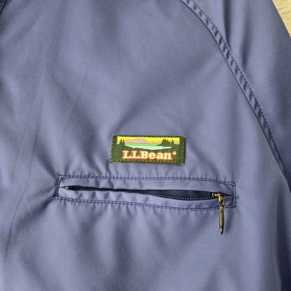 LL Bean L Blue Vintage 90's Popover Windbreaker‎ Jacket Snap Closure - Picture 2 of 8